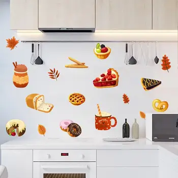 

Food Pattern Bread Pizza Dessert Wall Sticker Self Adhesive Vinyl Removable Decal Kitchen Decor Home wall sticker Decoration