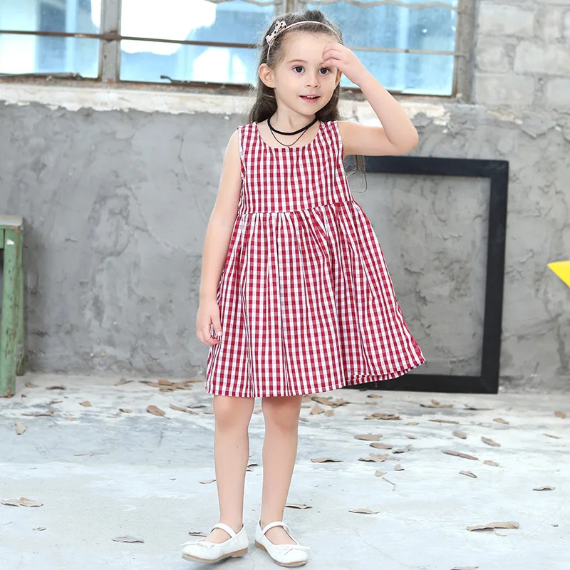 

Girls Plaid Dress 2020 Summer Sleeveless Dress for Girls Vestido Kids Baby Princess Dresses 2 3 4 5 6 7 8 Years Children Clothes