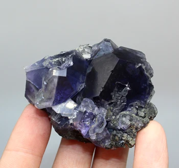 

110g Natural Polyhedral Fujian Tanzanite Purple fluorite cluster mineral specimens Gem level Stones and crystals Healing crystal