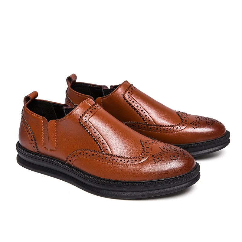 

NEW Men Dress Shoes Spring autumn Pointed Toe Flat Big Size 38-44 Brown Wedding Shoes Business British Slip-on Oxfords Shoes %