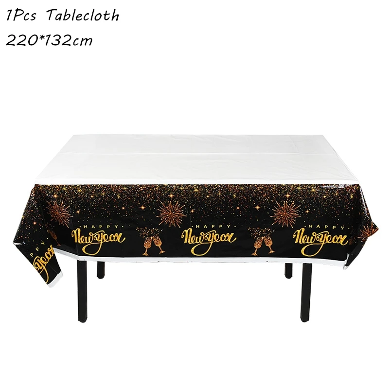 1pcs tablecloth Happy новогоднее; Рождественское украшение для дома Photo Booth рамки реквизит с утолщённой меховой опушкой, хороший подарок год Eve вечерние поставки - Цвет: 1pcs tablecloth