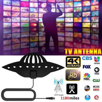 

1180 Miles 4K Digital HDTV Indoor Antenna with Amplifier Signal Booster TV Radius Surf HD Antennas Aerial