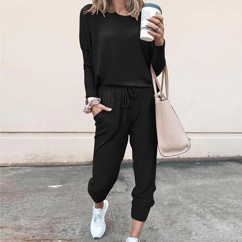 Women's Sportswear Set Sweatshirt+long Pants Yoga Suit Jogging Clothes Gym Workout Fitness Training Yoga Sports Running Suit