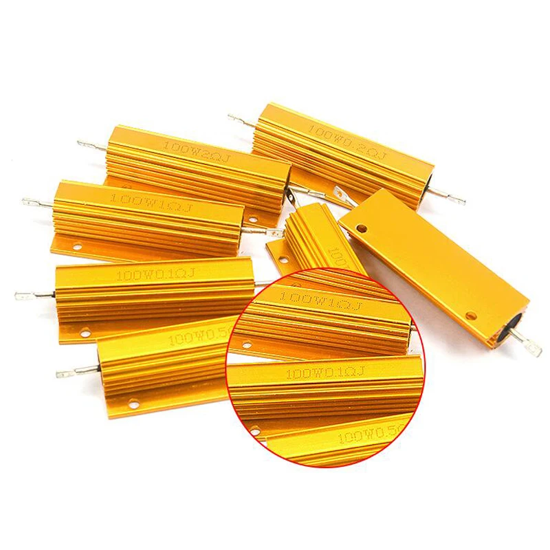100W Aluminum Power Metal Shell Case Wirewound Resistor 0.01 ~ 100K 0.05 0.1 0.5 1 2 4 6 8 10 20 100 150 200 300 500 1K 10K ohm wirewound resistor