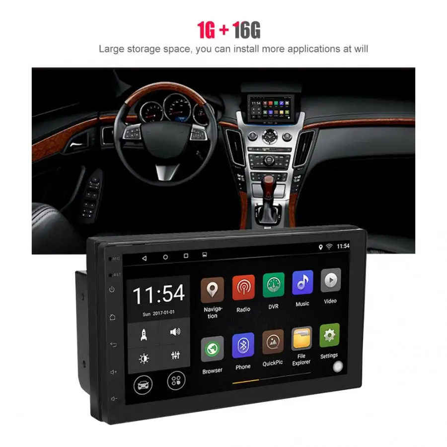 7" WIFI Double 2 Din Car Radio Stereo Multimedia Bluetooth Player GPS Antenna 1+16G for Android