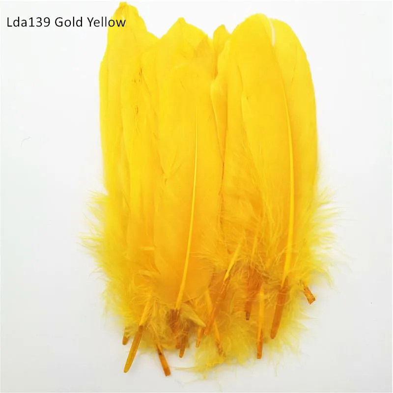 Lda139 Gold Yellow 50 шт. натуральный Гусь Nagoire свободные перья для рукоделия 5-8 дюймов/14-20 см ювелирные изделия Аксессуары для одежды Свадебные украшения - Цвет: Lda139 Gold Yellow