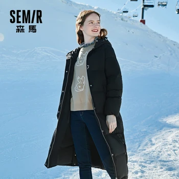 

New Winter down jacket women long over the knee loose thick long hooded warm fashion winter jacket for woman