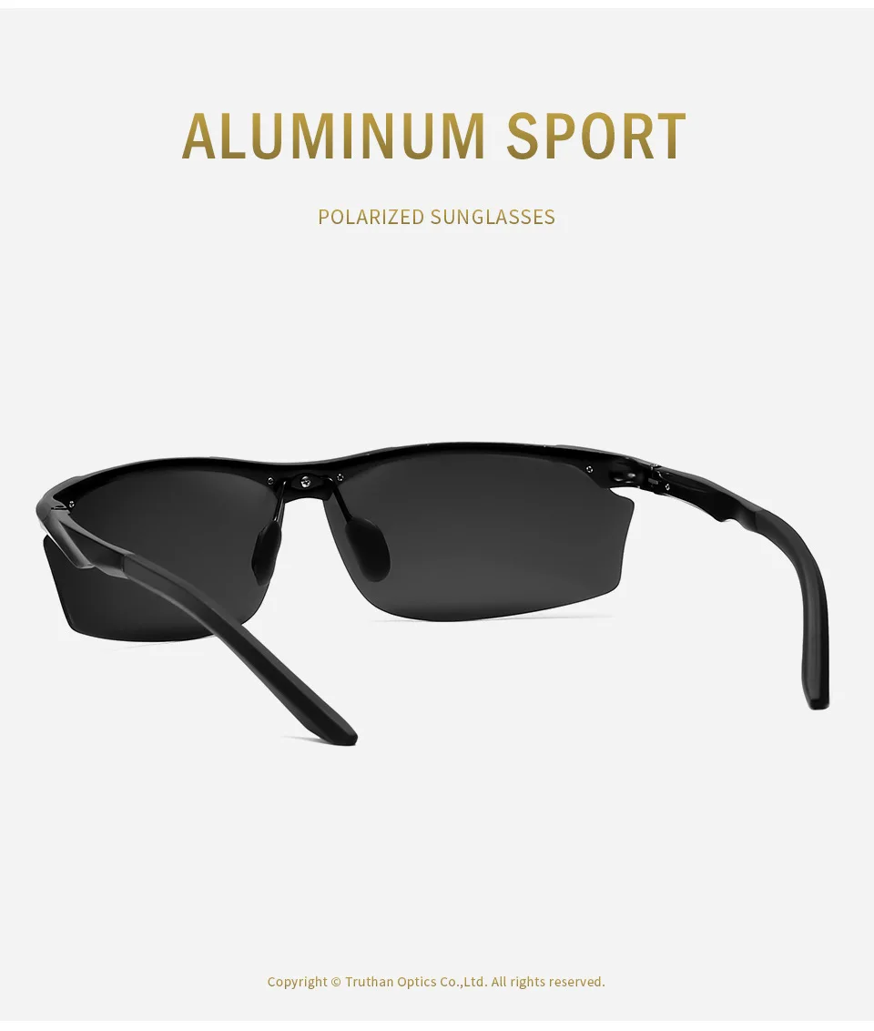 Mens Aluminum Semi-Rimless Sunglasses with Polaroid UV400 Protection Sports Sun Glasses for Men Driving Polarized Sunglass 5597