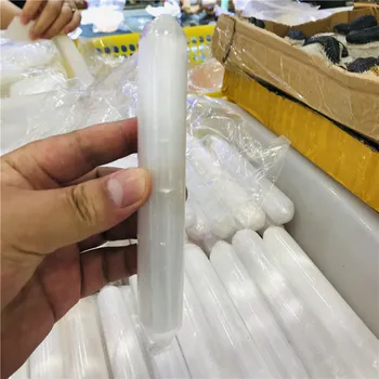 

15cm Rock selenite crystal quartz wand Himalayan white gypsum Gemstones massage stick Crystal Reiki healing