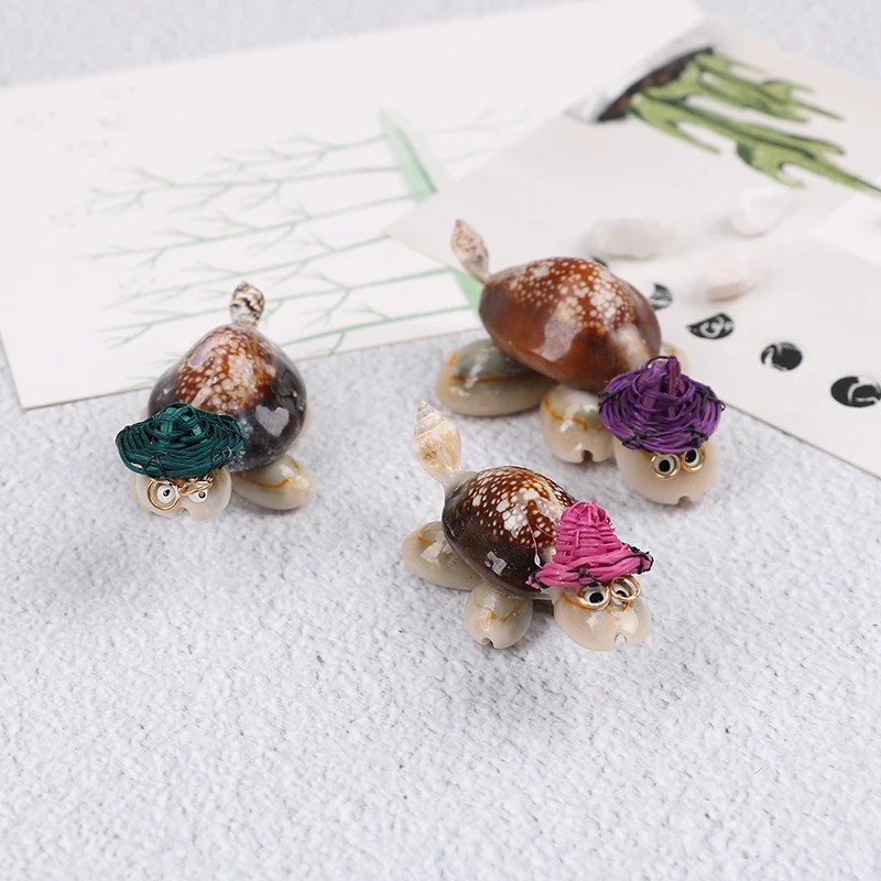 2 Pcs/lot 5.2*2.7cm Cute Cartoon Little Turtle Sea Shells Art Craft Kawaii Natural Small Tortoise Home Fish Tank Ornaments Decor