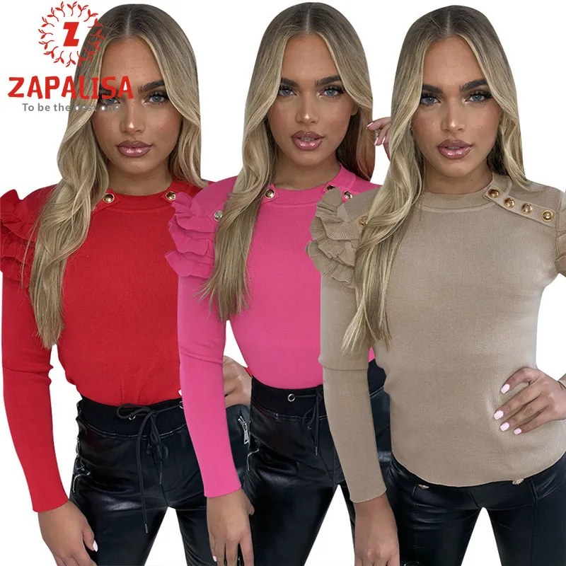 Женская футболка с длинными рукавами Zapalisa Весенняя однотонная облегающая в