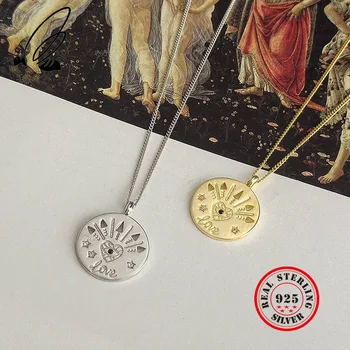 

Gold Love Amulet Necklaces Pendants 925 Sterling Silver Necklace Coin Boho Personalized Uzun Kolye For Women Bijoux Femme Joyas
