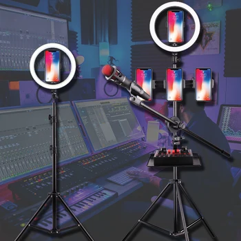 Online 26cm LED Fotografie Ring Beleuchtung Mit Stativ Telefon Halter Schreibtisch Selfie Ring Licht Lampe Foto Studio Live Bluetooth Fernbedienung