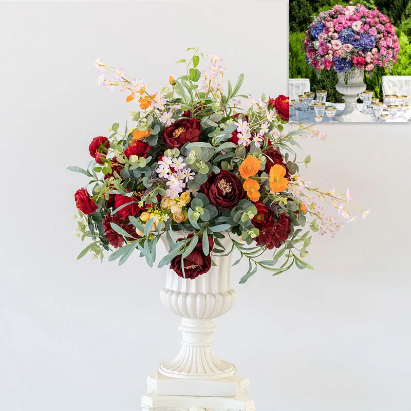 Custom wedding silk flower props Roman flowerpot Road Flower artificial flower ball wedding T stage flower art layout