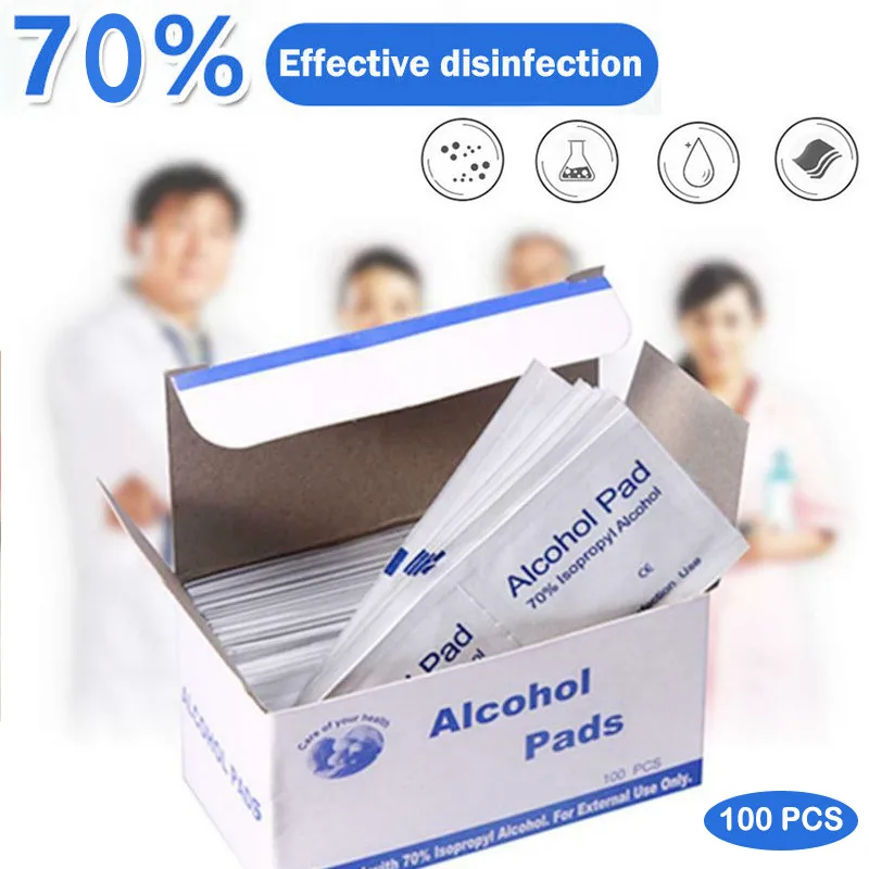 

100 Pcs Alcohol Wet Wipe Disposable Disinfection Prep Swap Pad Antiseptic Skin Cleaning Care Jewelry Mobile Phone Clean Wipe