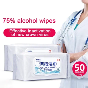 

50Pcs Flushable Wipes Extra Large Touch Lens Cleaning Wipes For Adults Wet Wipes Alcohol Wipes