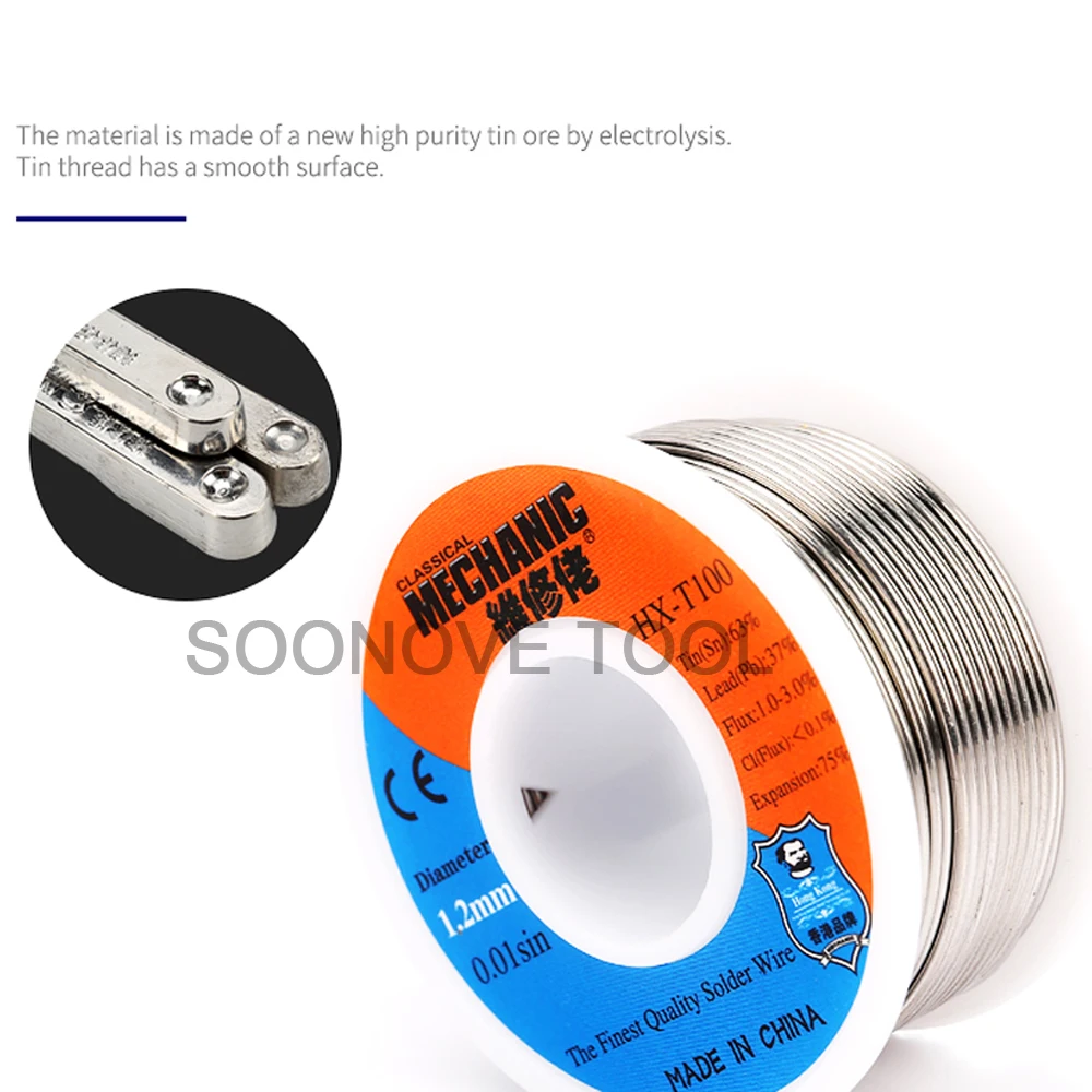 Механик 55g припоя Шелковый низкой Температура паять флюсовую 0,2/0,3/0,4/0,5/0,6/0,8/1,0/1,2 мм проволочного припоя sn63% pb37% для BGA сварки