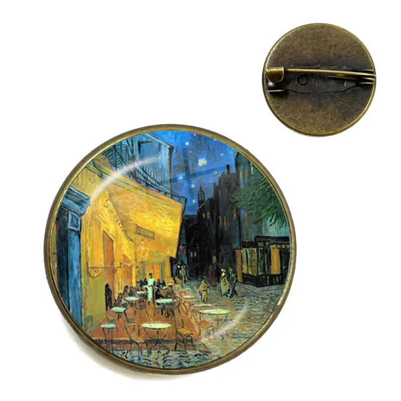 Ретро Ван Гог искусство Звездная ночь подсолнухи Броши 20 мм Стекло кабошон купол