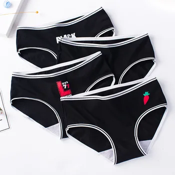 

Black series underwear sports women cotton mid-waist ladies cotton triangle bottoms cotton girls pants