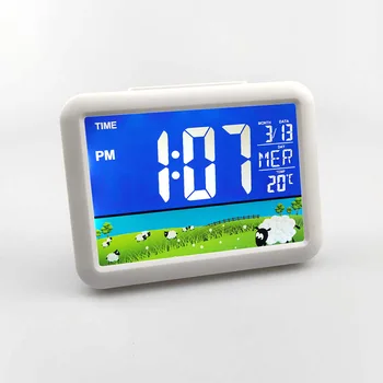 

New LCD Color Screen Clock Desktop Placement Clock Children Student Bedside Alarm Clock Big Screen Electronic Clock
