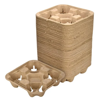 

4 Cup Disposable Coffee Tray (25 Count) - Cup Holder - Durable Drink Carrier for Hot Or Cold Drinks