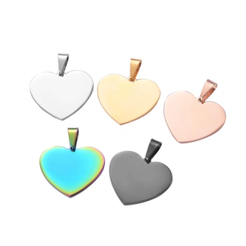 

10 pcs Wholesale 25X30 Heart Dog Tag 5 Colors Unisex Stainless Steel Stamping Blank ID Dog Tags Pendant Necklace ID Jewelry