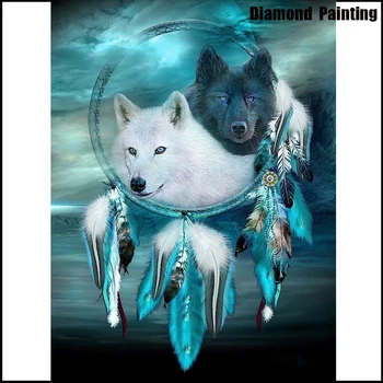 

Miaodu Black And White Wolf Animal 5D DIY Diamond Painting Cross Stitch Full Diamond Mosaic Embroidery Sale Diamond Painting