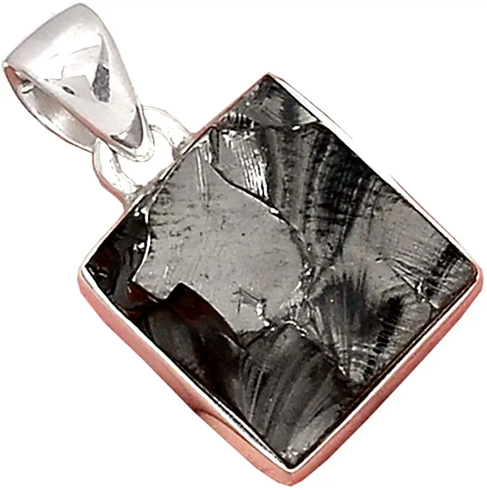 

Genuine SHUNGITE Pendant 925 Sterling Silver, 25 mm, AP6825