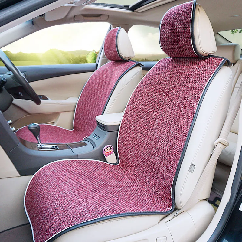 1pcs 55.1x20.9inch Flax Cushion Mat Car Seat Pad Anti Slip Base Car Seat Cushion Breathable Soft Car Seat Covers Four Seasons for Auto Front Seat Red 140x53cm 