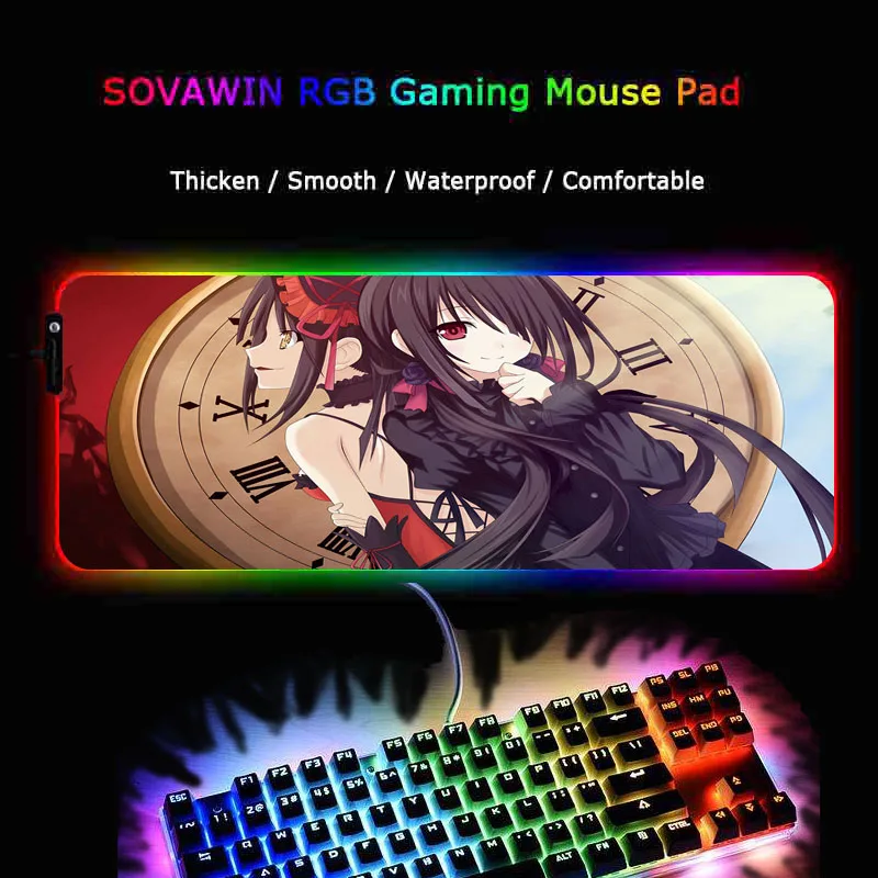 XGZ DATE A LIVE большой размер игровой коврик для мыши RGB светодиодный светильник большой коврик офисная компьютерная клавиатура Аниме Коврик для девочек