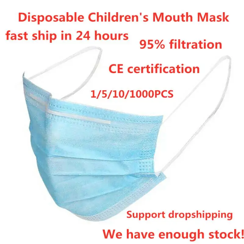 

NEW Children's Disposable Masks Mouth Cover Face Masks 3-Ply Anti-virus Anti-Dust Filter FFP3 KF94 N95 Nonwoven Elastic Ear Loop