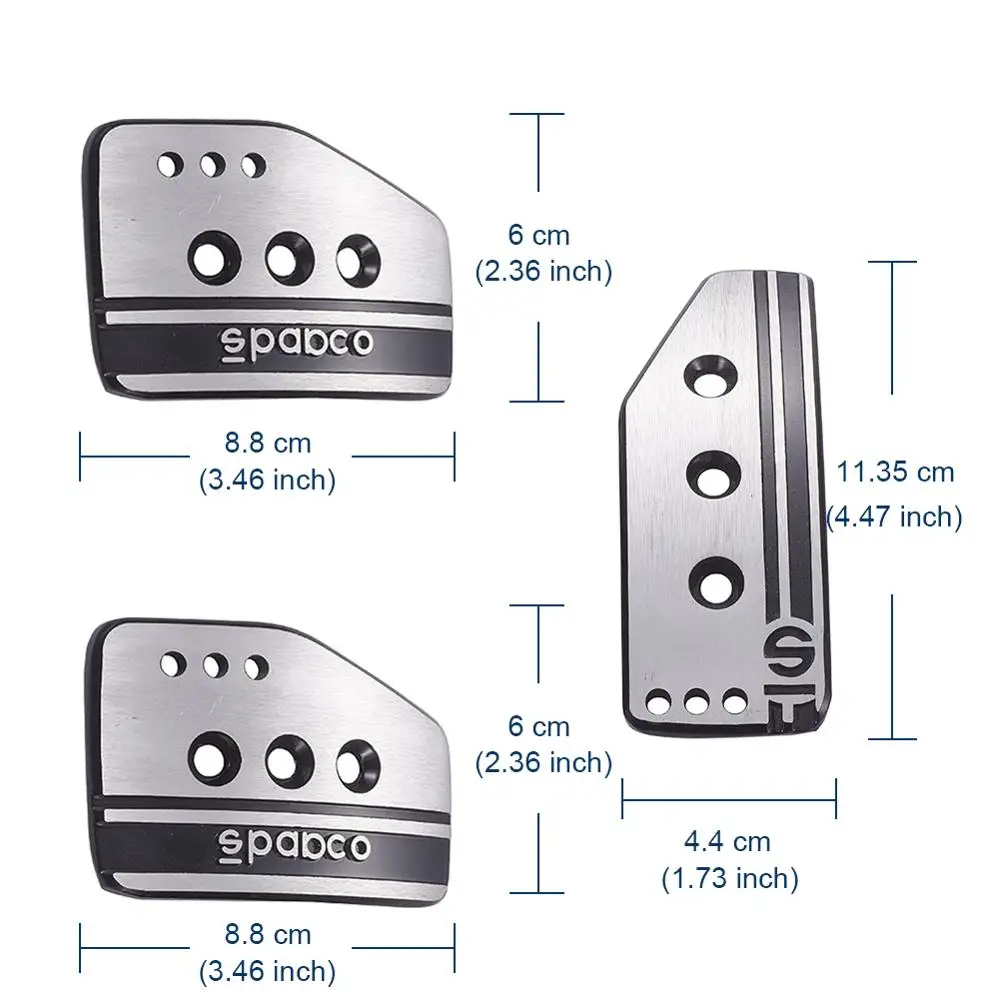 UNIVERSAL PEDAL COVER SILVER/BLACK MANUAL 3PCS/SET UNIVERSAL PEDAL COVER SILVER/BLACK MANUAL 3PCS/SET