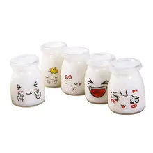 5 шт., 150 мл, стеклянная бутылка для пудинга с милым лицом, термостойкие контейнеры для йогурта, молочная чашка, Jelly Jar(случайный узор