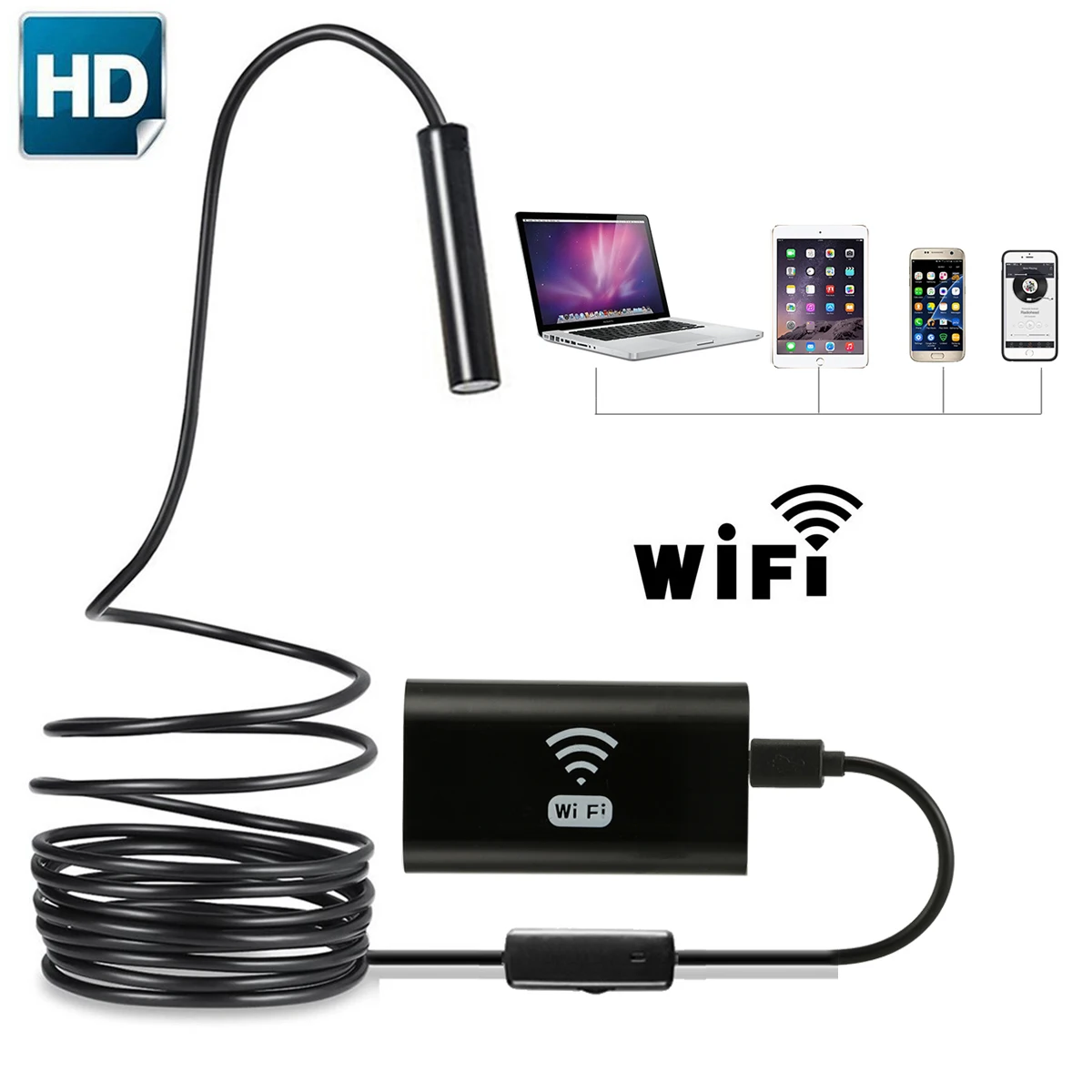 

ANENG 3.5M 8mm 6LED Light Waterproof WiFi Borescope Inspection Endoscope Snake Tube Camera HD 720p For Mobile Phones