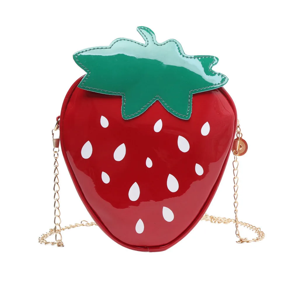 

Cute Strawberry Design MINI Bag Leather Messager Bags Purse Small Chain Shoulder Strap Cross Body Bags For Women Girl Student