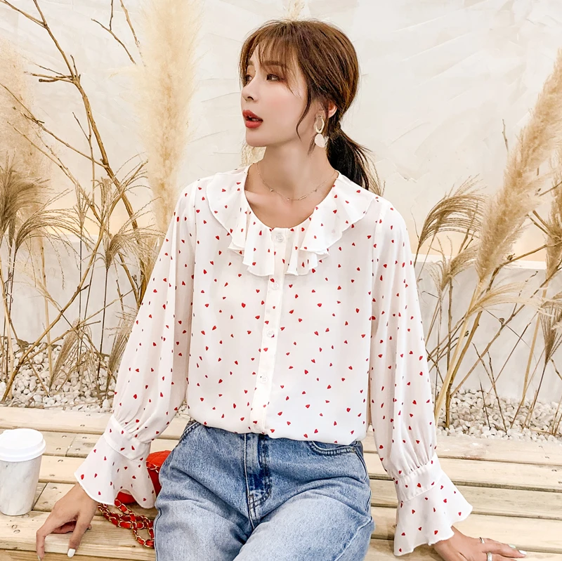 

Korean Fashion Chiffon Women Blouses Autumn Polka Dot Long Sleeve Women Shirts Plus Size XXL Womens Tops and Blouses Ladies Tops
