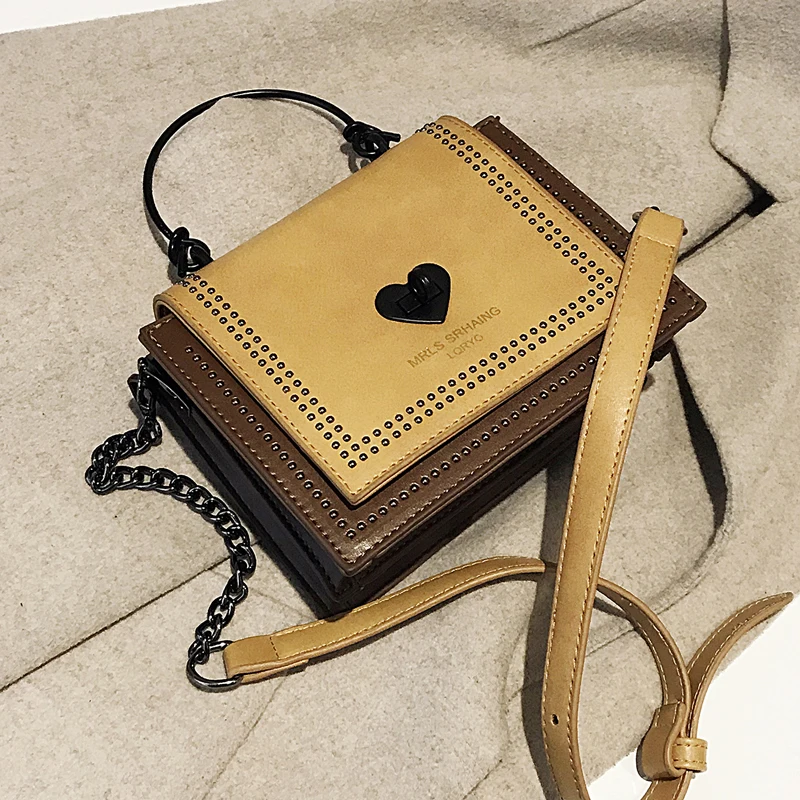 Сумка Кроссбоди из искусственной кожи контрастных цветов квадратная сумка с