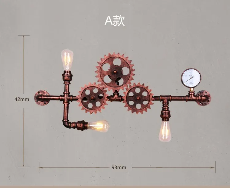 Новая мода Wroguht железные водопроводные трубы настенный светильник винтажный проходной светильник s Лофт железные настенные лампы Эдисона лампа накаливания кофе лампа - Цвет абажура: see chart
