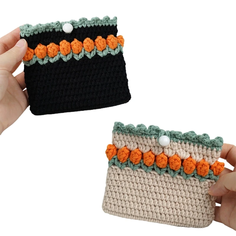 Mini monedero tejido a mano para mujer, bolso de ganchillo con costuras de  colores, pequeño, Vintage, para llaves|Monederos| - AliExpress