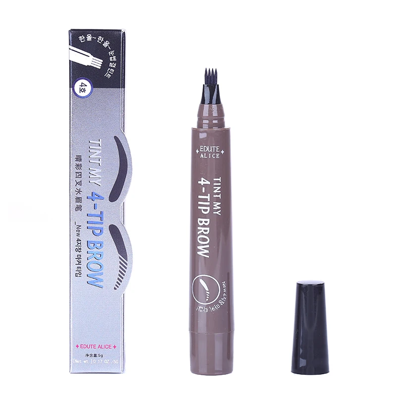 Natural 3D Microblading Eyebrow Tattoo Pen with 4 Micro Tips Superfine Sketch Liquid Eyebrow Pencil Waterproof Brow Tint TSLM2