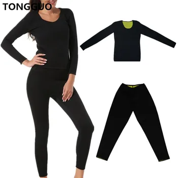 

Women Slimming Pants Long Sleeve Tops Fitness Waist Corset Body Shapers Sport Panties Shirt Weight Loss Neoprene Sweat Sauna Set