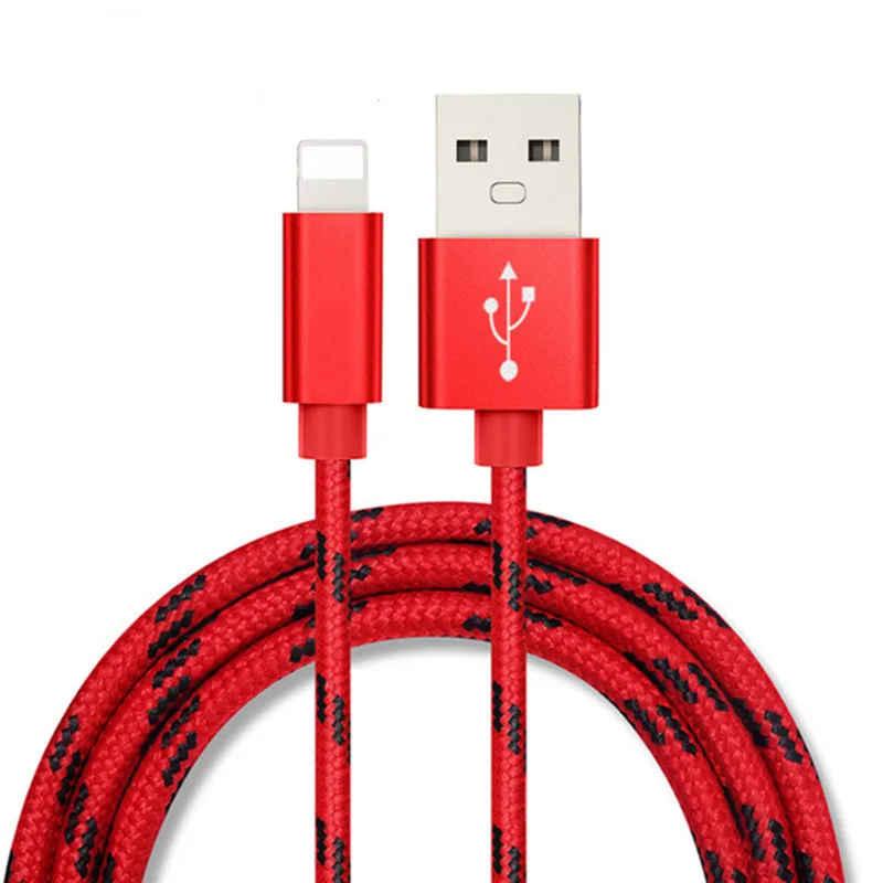 Качественный USB кабель для iPhone XS Max XR X 8 7 6 6s Plus 5 5S SE iPad Mini, быстрое зарядное устройство, кабель для передачи данных, кабель для мобильного телефона - Цвет: Red