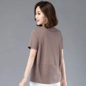 

2020 WOMEN Spring and autumn cotton long-sleeved T-shirt female mother loose large size women's middle-aged foreign