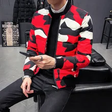 Зимняя одежда, уплотненное Свободное пальто, высококачественный пуховик, Мужская Толстая теплая индивидуальная бейсбольная куртка с принтом