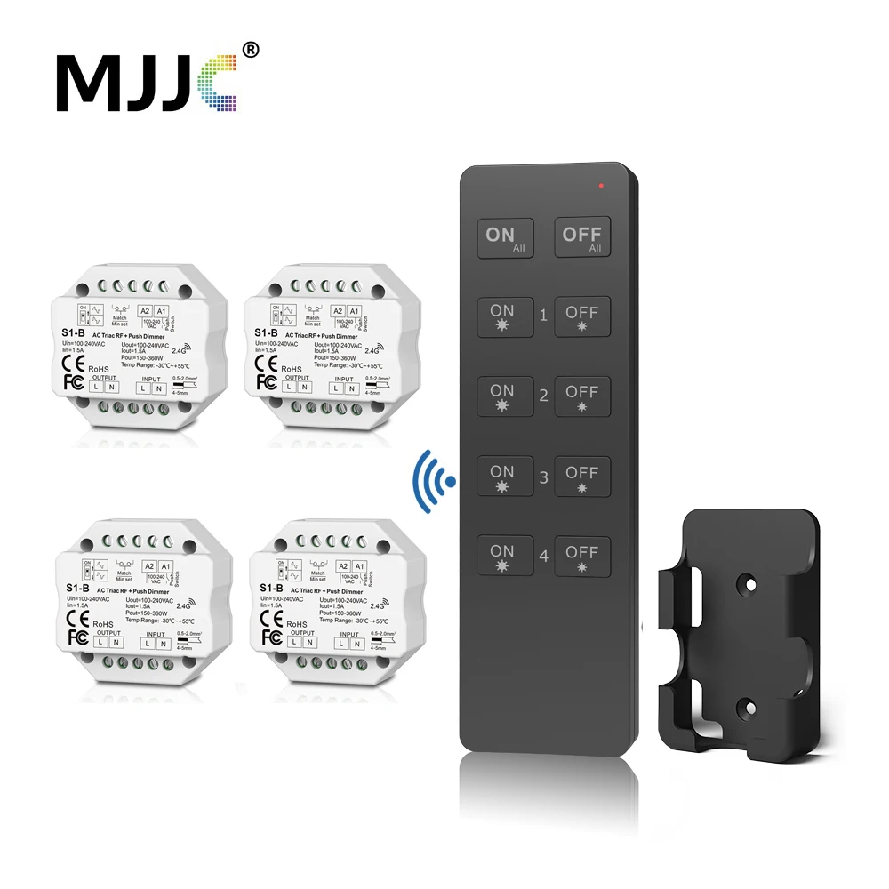 MJJC LED Dimmer Switch 110V 220V 230V AC Triac LED Dimer 220 Volts Dimmer WIFI Wireless Remote Control for Bulb Light Lamp S1-B sonoff rf bridge itead 433mhz wifi wireless switch