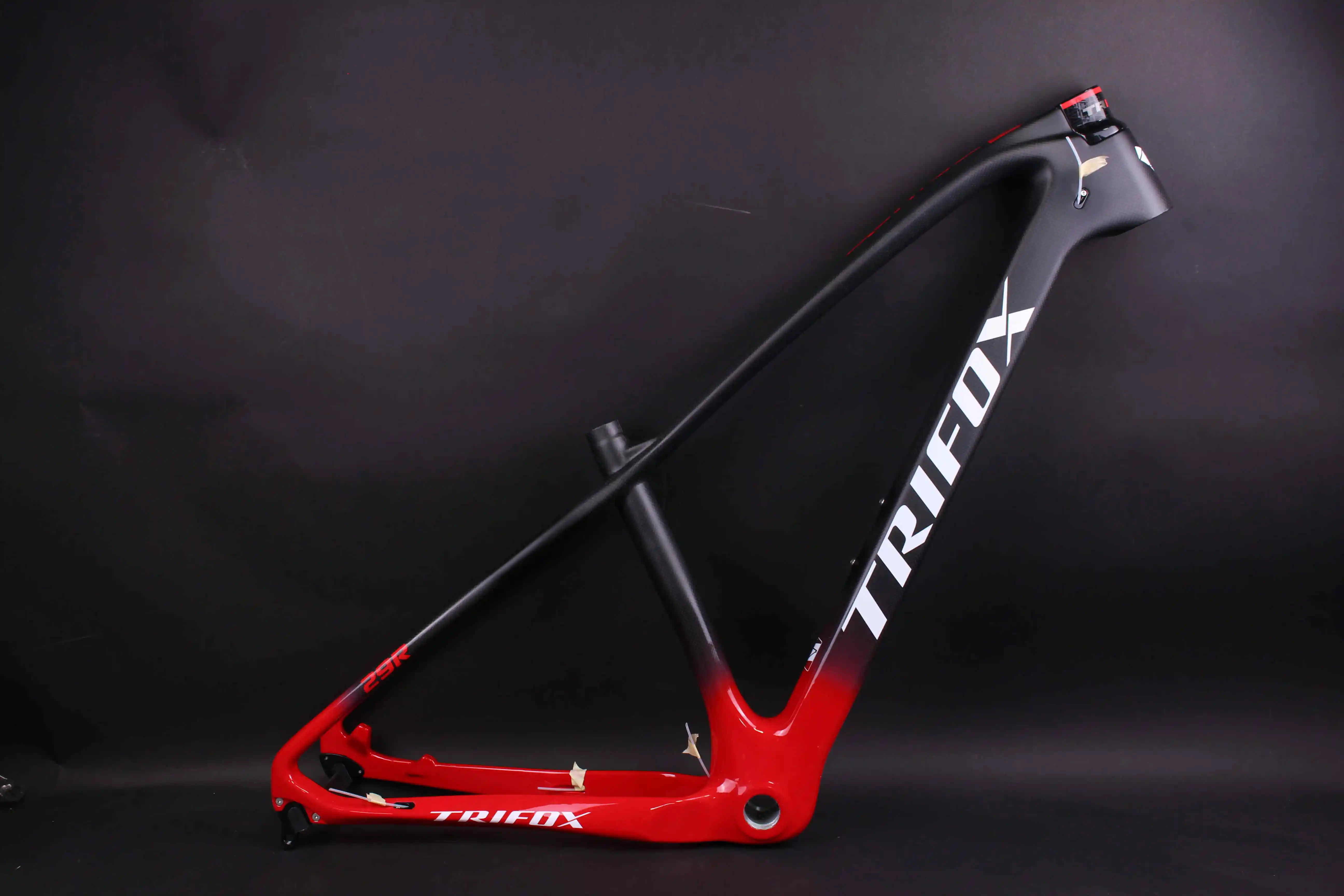 glossy red TRIFOX горный углерода велосипед рама 15,5/17/19 дюймов MTB углеродная рама 29er горный велосипед рама+ сиденье зажим+ гарнитура 2 года гарантии - Цвет: glossy red
