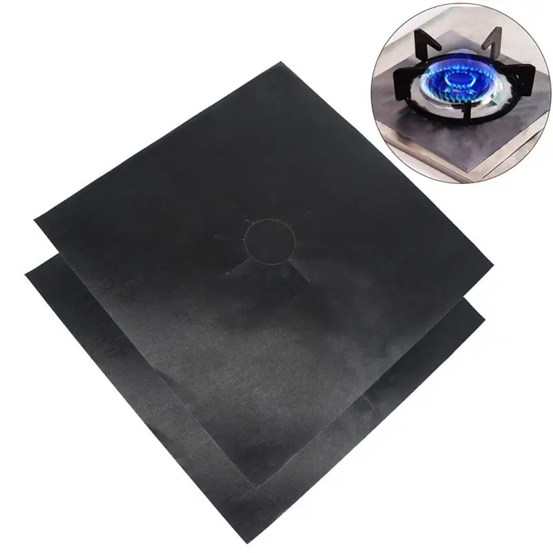 2pcs Black Универсальный сверхмощный вкладыш для духовки газовая плита протектор листы кухонные принадлежности чистящие средства - Цвет: 2pcs Black