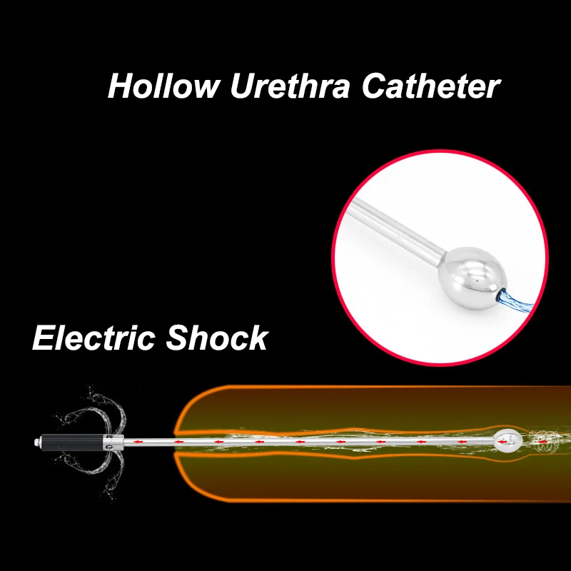 Electro Shock Male Urine Catheter Hollow Metal Penis Dilator Urethral Plug Electric Prostate Massager BDSM Sex Toys for Men
