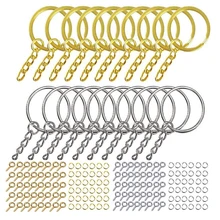 220 Pcs Key Ring with Chain Jump Rings Screw Eye Pins Set for Resin DIY Crafts Jewelry Making Accessories