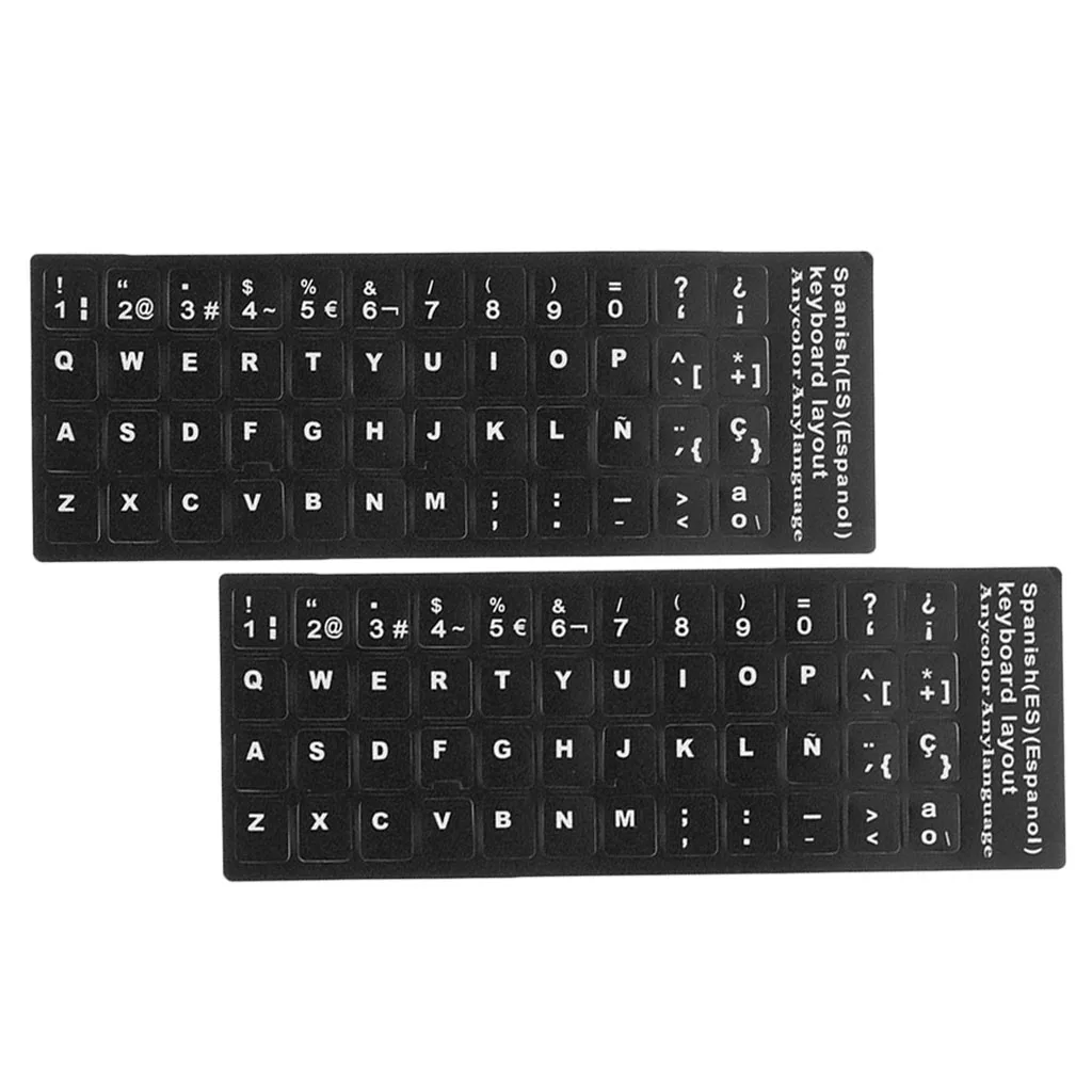 

2x Spanish Standard Keyboard Layout Sticker Decoration White Letter Replace